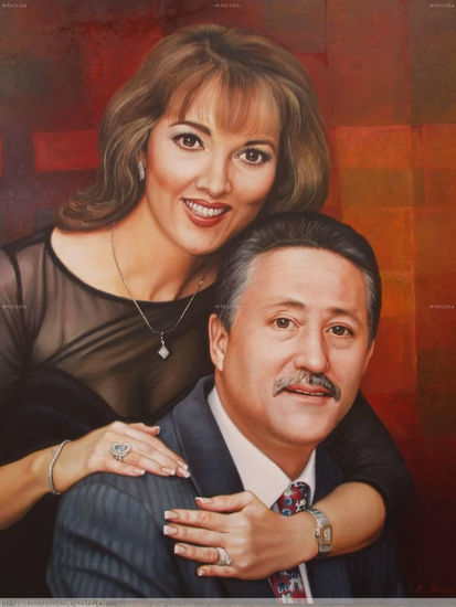 Dr. Jorge Casal González y su esposa Dra. Adriana Sánchez de Casal Oil Canvas Portrait