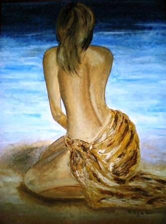 Mirando al Mar Oil Panel Marine Painting