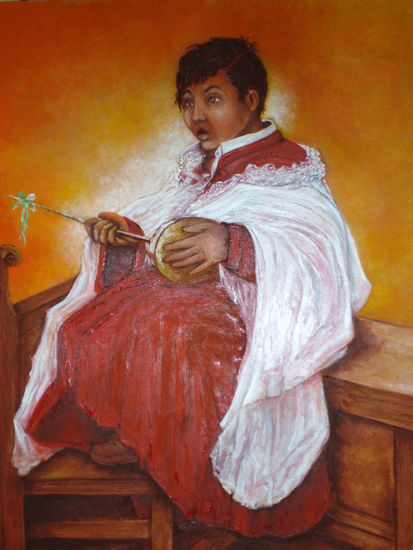 MONAGUILLO Oil Panel Figure Painting