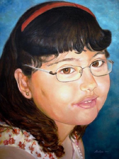 Mi sobrina-nieta Laura Oil Panel Portrait