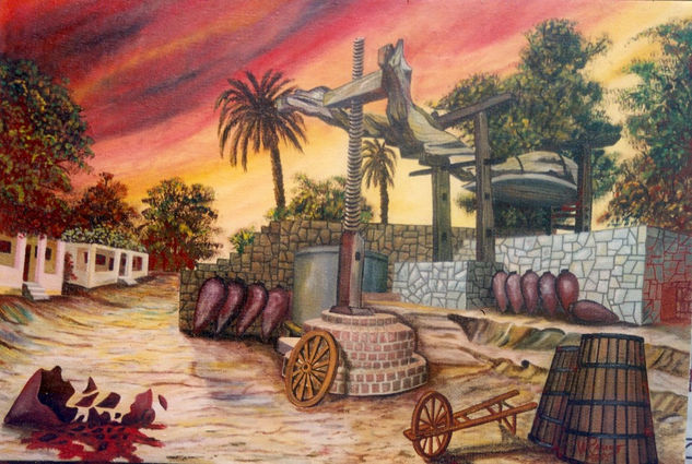 " lagar atardecer" colecc:"colores de mi region de walter ramos" Oil Canvas Landscaping