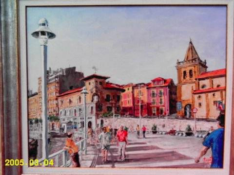 De paseo por el puerto de Gijón Acrylic Canvas Landscaping