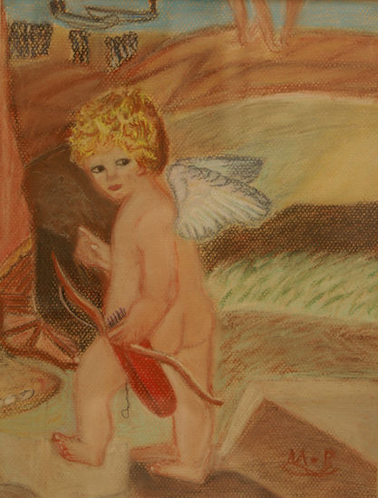 El ángel Cupido Pastel Paper Figure Painting