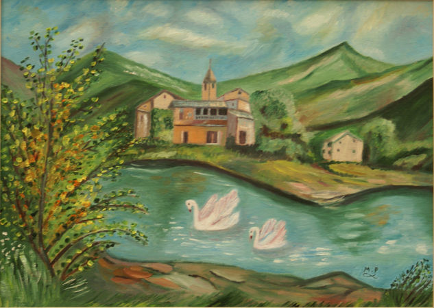 El lago encantado Oil Canvas Landscaping