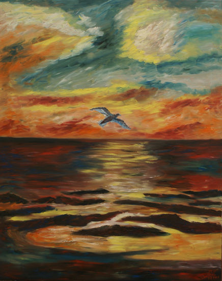 El vuelo de la blanca paloma Oil Canvas Marine Painting