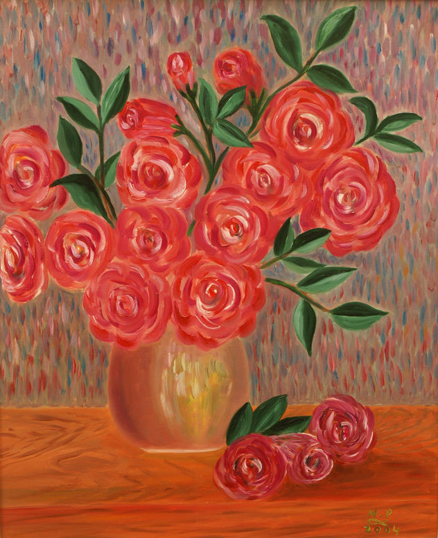 Jarrón de rosas