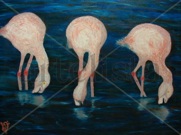 Flamingo chileno [Phoenicopterus chilensis] 2010. Óleo Lienzo Animales