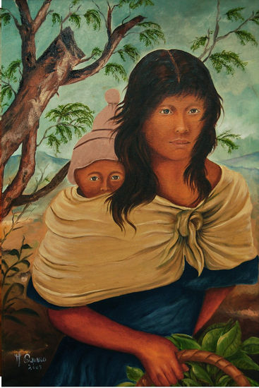 Camino a Cuzco Oil Canvas Portrait