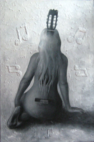 Desnudo- guitarra Acrylic Canvas Nude Paintings