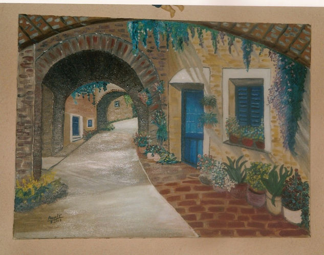 23-PUEBLO FRANCES Óleo Lienzo Paisaje