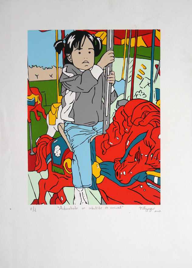 Autorretrato en cabalito de carrusel.