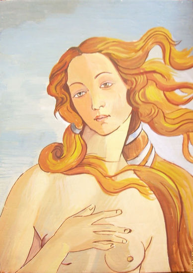 Detalle de la reproducción del Nacimiento de Venus. de Andrea Botticelli. 