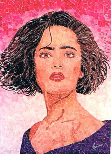 Salma Hayek Paper Portrait