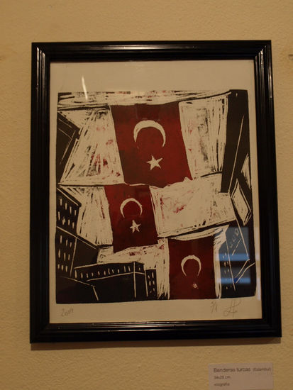 BANDERAS TURCAS (ESTAMBUL) 34X28CM Woodcut