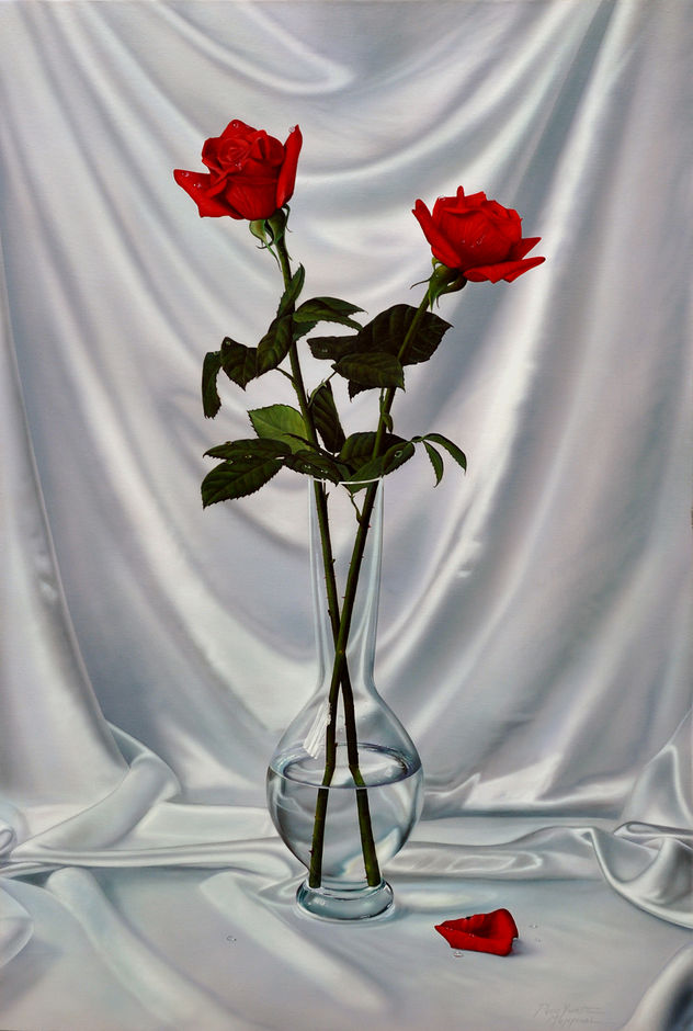 jarrón con dos rosas (PY-1680)