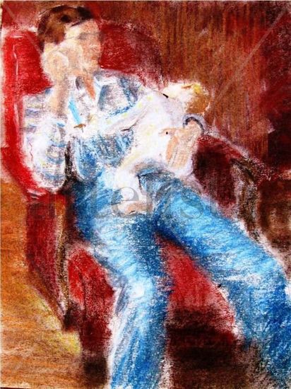 Grandfather Pastel Paper Figure Painting