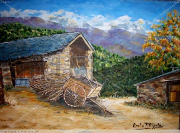 Casa pairal Pirineo Oil Canvas Landscaping