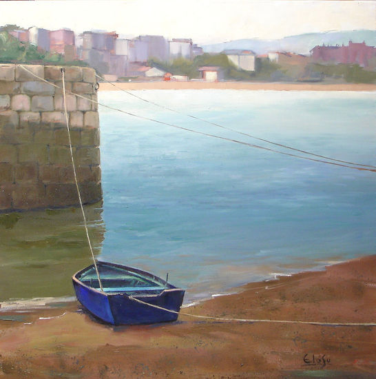 Bajamar en el Puerto Viejo Oil Canvas Marine Painting