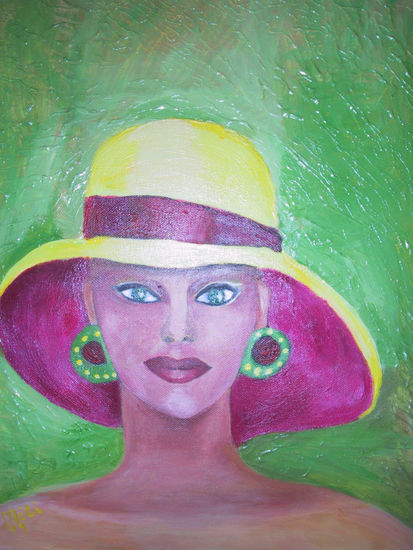 la dama de la pamela Acrylic Canvas Landscaping