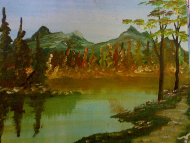 Tranquilidad en el Lago Oil Canvas Landscaping