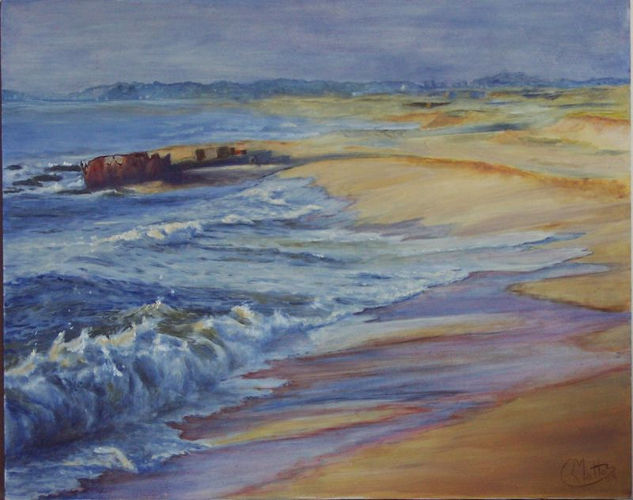 Playa del barco 2 Oil Panel Marine Painting