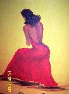 La Robe Rouge Oil Canvas Figure Painting