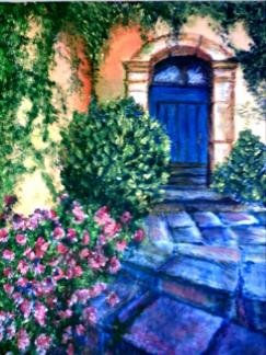 La porte bleue Acrylic Canvas Landscaping