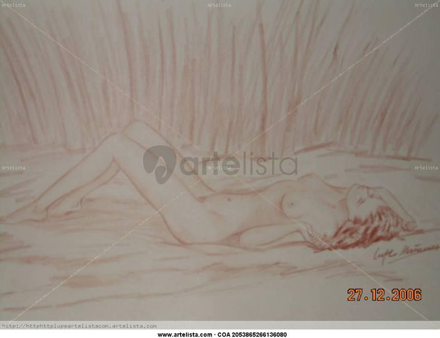 Desnudo en la hierba. Oil Canvas Landscaping