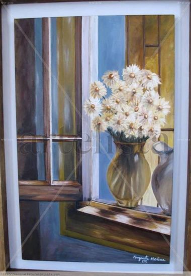 Ventana. Oil Textile Still Life Paintings