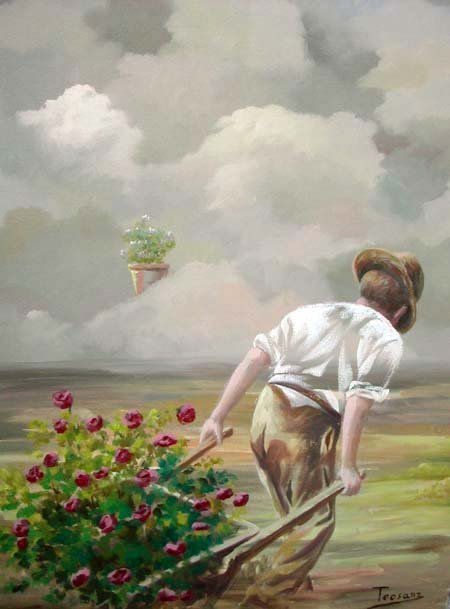 la  carretilla de flores