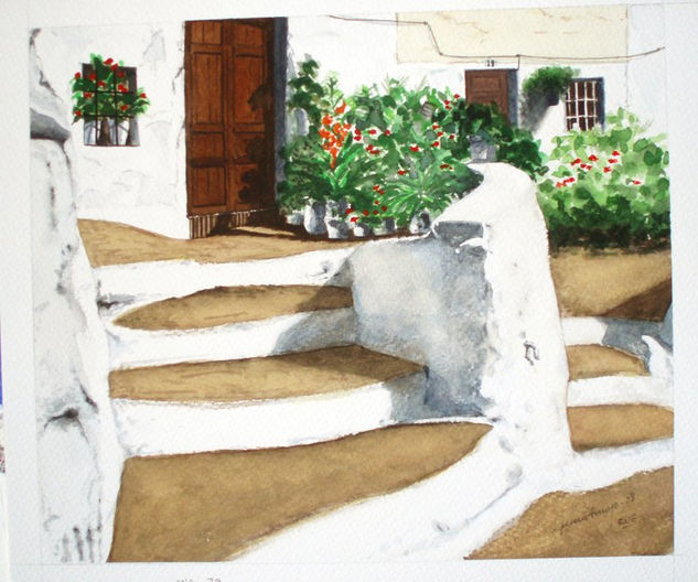 Blanco y verde (Martos - Jaén) Watercolour Card Landscaping