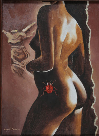 DESNUDO CON INSECTO Oil Canvas Nude Paintings