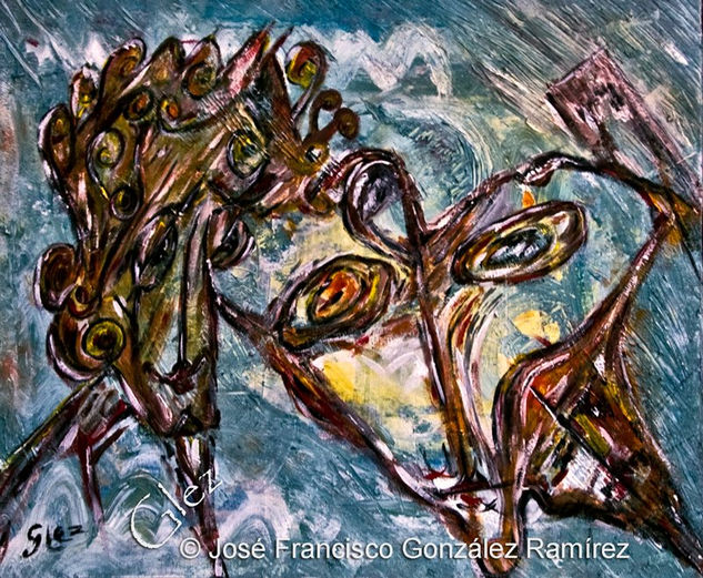 DOS O TRES SERES (Two or three people)  serie_mascara (Mask Series) Acrylic Canvas Figure Painting