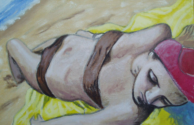 Chica en la playa Acrylic Canvas Figure Painting