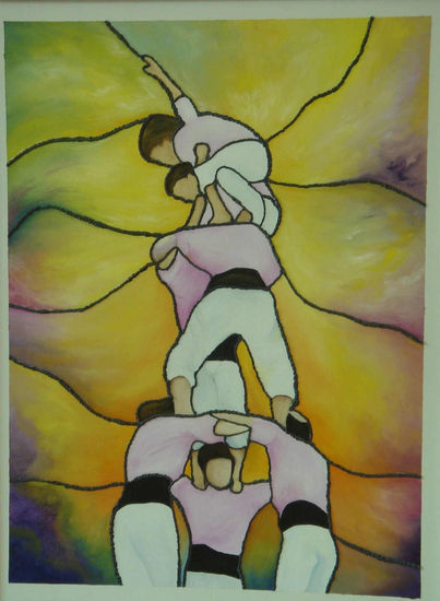 Castellers, Minyons de Terrassa Oil Canvas Landscaping