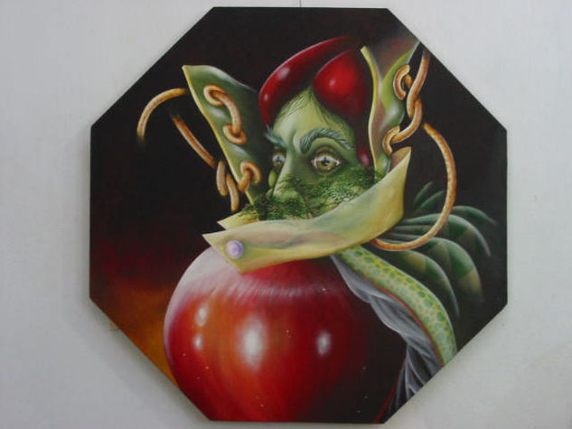 arlequin con manzana Oil Canvas