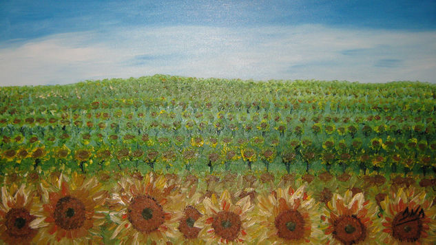 un campo de girasoles Oil Canvas Landscaping