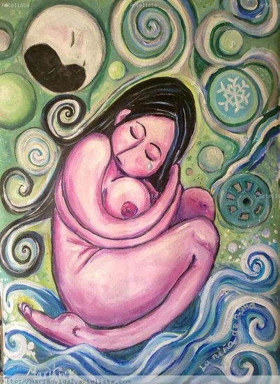 La niña de agua Acrylic Canvas Nude Paintings