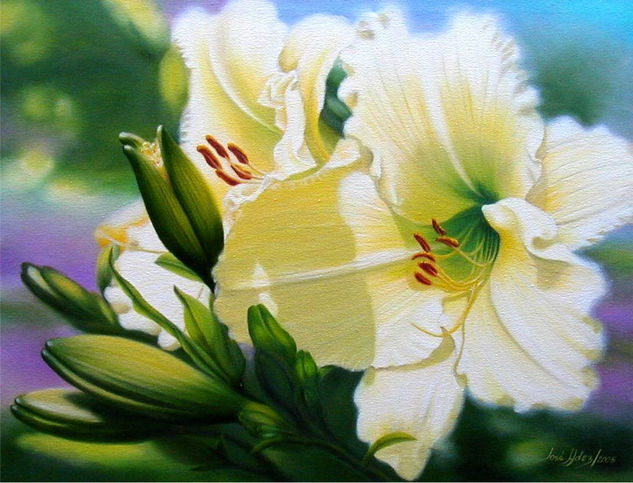 "Azucenas" Oil Canvas Floral Painting