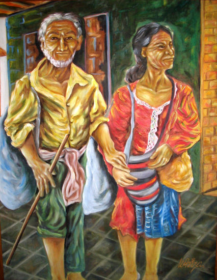 VIEJITOS Oil Canvas Portrait