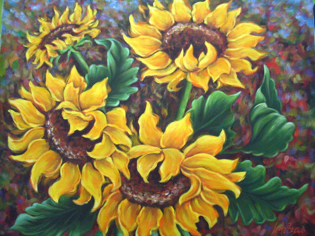 GIRASOLES Óleo Lienzo Floral