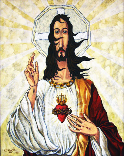 Corazón de Jesús Oil Canvas Figure Painting