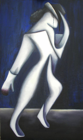 BLACK OR WHITE Oil Panel Figure Painting