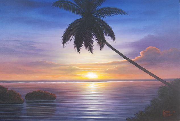 Crepusculo en Samana Oil Canvas Marine Painting