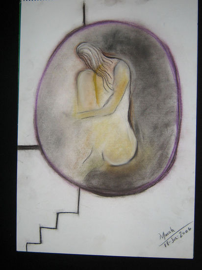 Dentro Mixed media Paper Nude Paintings