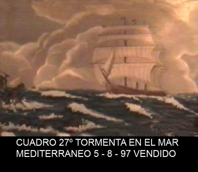 tormenta en el mar merditeraneo Oil Canvas Marine Painting