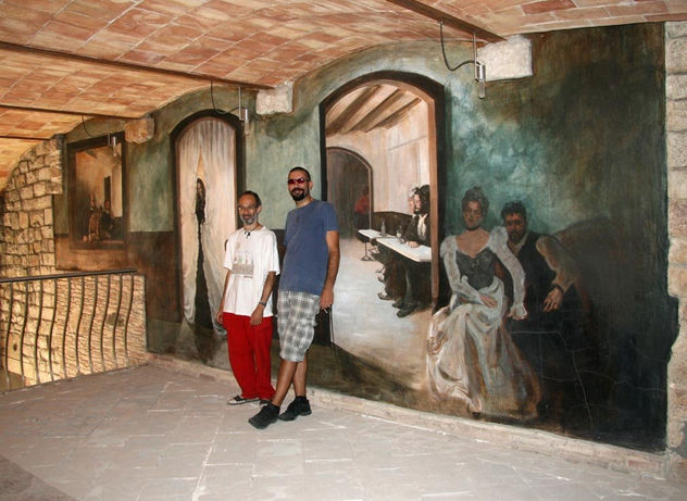Mural en Barcelona, y  los autores 2