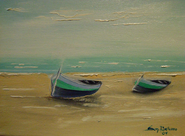 barcas solitarias Oil Canvas Marine Painting