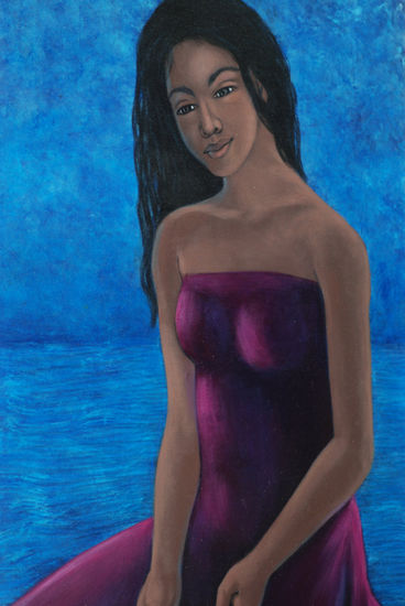 Mirada azul Mixed media Canvas Figure Painting