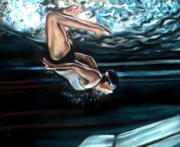 bajo el agua Pastel Paper Figure Painting